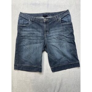 Lane Bryant Womens Denim Bermuda Shorts Dark Wash Size 22 Cotton Spandex S12